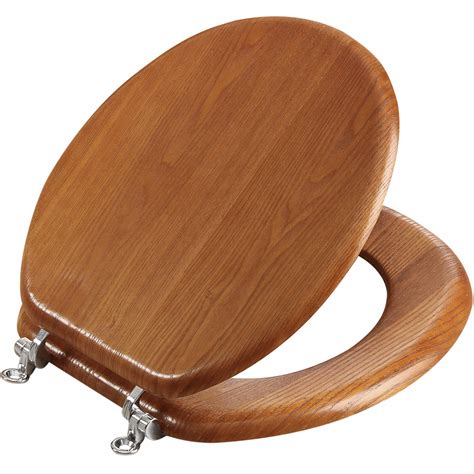 Mainstays Molded Wood Round Toilet Seat In Medium Oak Finish