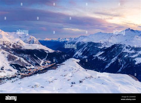 Aerial View Of Valchiavenna In Winter Hi Res Stock Photography And