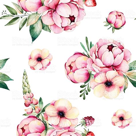 Lovely Seamless Pattern With Flowers Royalty Free Stock Vector Art
