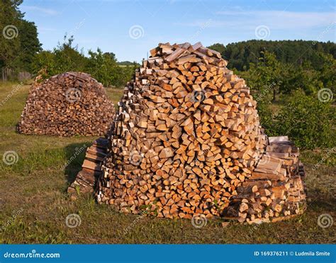 Pile Of Firewood Outside Stock Image Image Of Detail 169376211