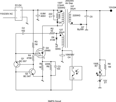 Electronics Project 12v Small Smps Circuit