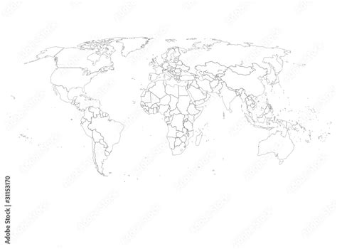 Weltkarte Vector Alle Länder Einzeln separat Umrisse Stock Vektorgrafik