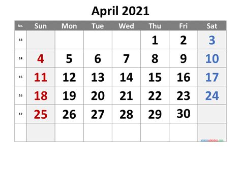 Easy on the ink,and a popular format. Free Printable April 2021 Calendar Free Premium - Free ...