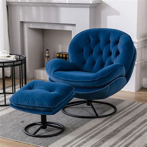 buy baysitone velvet swivel accent chair with ottoman set modern lounge chair with footrest