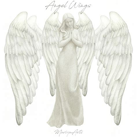 Praying Angel Statue White Wings Watercolor Clipart Png 689698