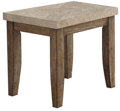 Franco Distressed Driftwood Marble Top End Table From