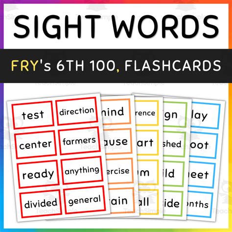 Fry Sight Words Sixth Hundred 501 600 Set 1 By Teach Simple