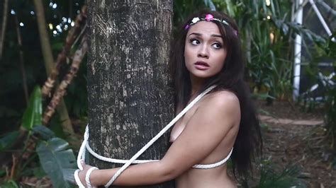 A Nature Girl Is Tied Up And Fucked In The Forest By Some Trees