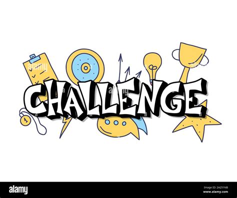 Challenge Emblem Stylized Text Vector Hand Drawn Quote With
