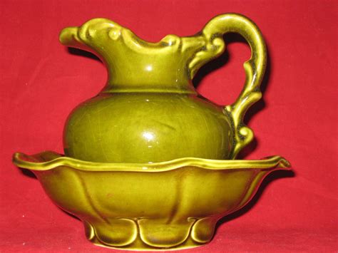 McCoy Pitcher and Bowl/Green McCoy Pottery Pitcher and Bowl/Vintage