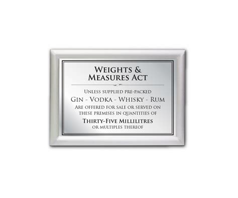 Weight And Measures Act 35ml Bar Sign Silver