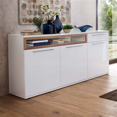 Stylefy edelstein wohnwand weiß matt | weiß hochglanz. Wohnzimmer Sideboard in Weiß Hochglanz Eiche | Sideboard ...