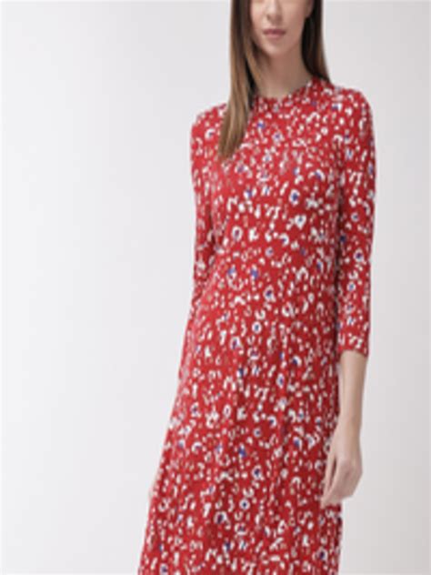 Buy Marks And Spencer Women Red And White Printed A Line Dress Dresses