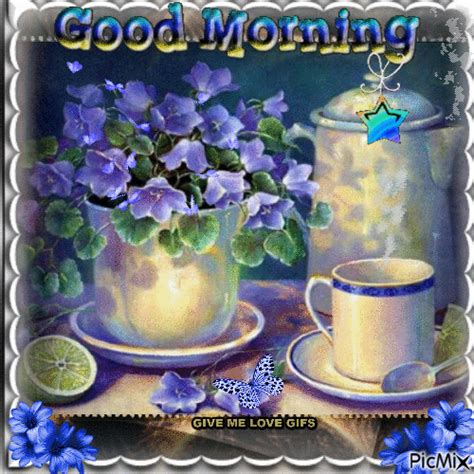 Beautiful Floral Good Morning Tea Animated Quote Pictures