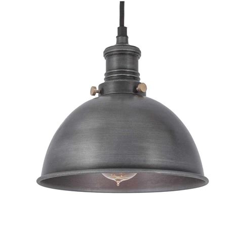 These lights are typically suspended from a chain, cord, or reinforced cable and can be hung at varying heights. Vintage Small Metal Dome Pendant Light - Dark Pewter - 8 inch