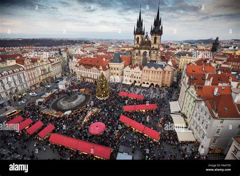 Christmas Markets In Pragues Old Town Square Panoramic View From