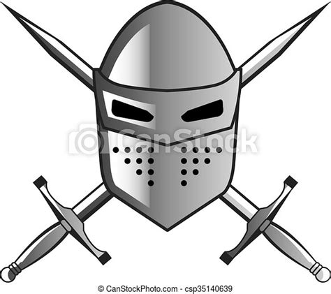 Knights Helmet And Crossed Swords Canstock