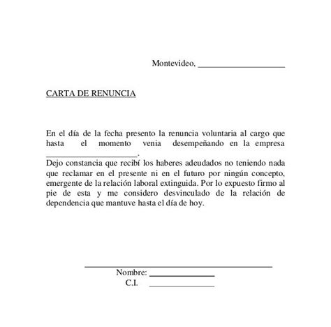 Carta De Renuncia Laboral En Mexico