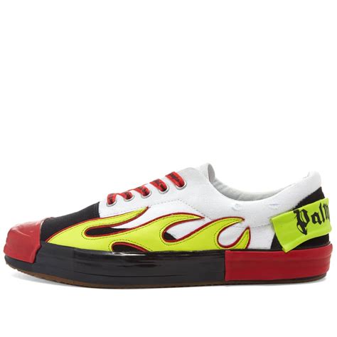 Palm Angels Flame Sneaker White And Yellow End