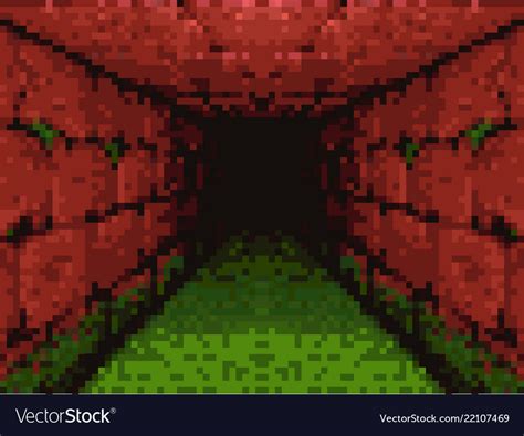 Pixel Art Horror Corridor 8 Bit Royalty Free Vector