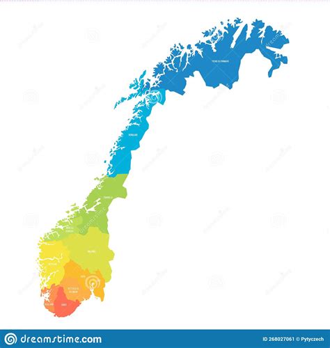 Norway Political Map Of Administrative Divisions Stock Vector