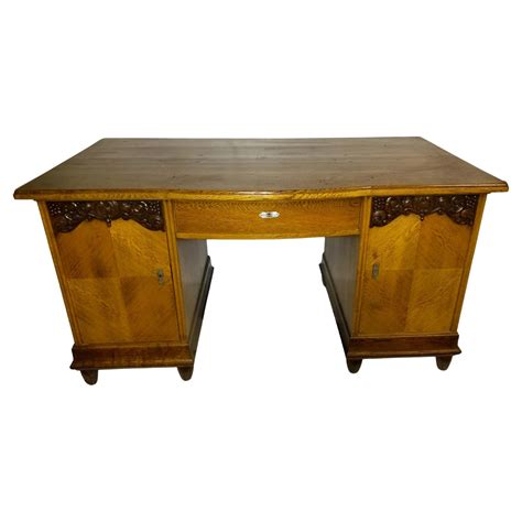20th Century French Art Deco large Oak Vintage Office Desk / Writing