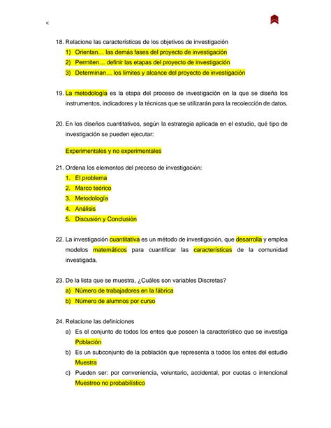 Solution Cuestionario De Metodolog A De La Investigaci N Studypool