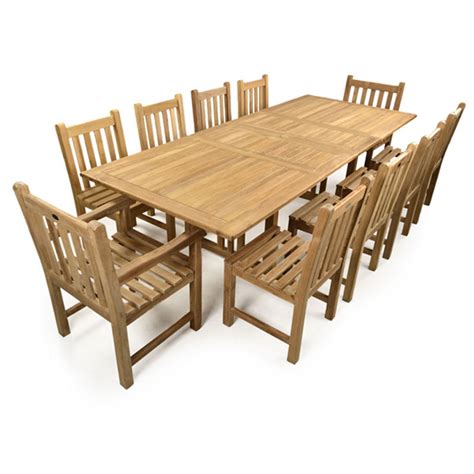 Teak Garden Extending Table And 10 Chairs Set Homegenies