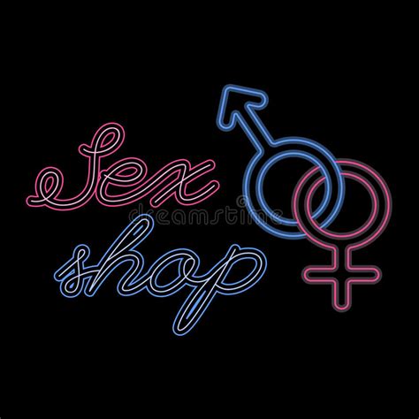 Sex Shop Logo Template Vector Neon Signage Stock Vector Illustration