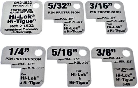 Hi Lok Fastener Chart