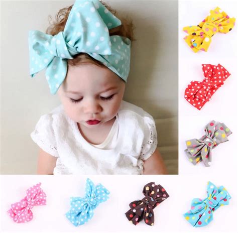 Buy 1pc Cute Knit Polka Dot Ribbon Bows Baby Toddler
