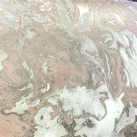 Marble Swirl Effect Glitter Wallpaper Rose Gold Pink Metallic Shimmer