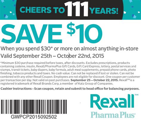 Rexall Save 10 Off Coupon On 30 Purchase Until Oct 22 Calgary