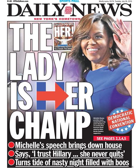 Lady Is Her Champ The Lady Is Her Champ Nydailynews Front Page Michelleobama De