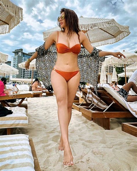 photos shama sikandar s saffron bikini reminded people of deepika padukone see her hot pics
