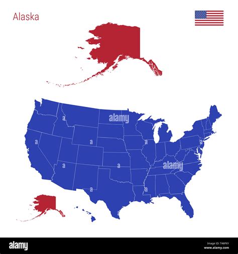 The State Of Alaska Is Highlighted In Red Blue Map Of The United