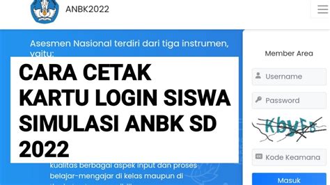 Cara Cetak Kartu Login Siswa Simulasi Anbk Sd 2022 Youtube