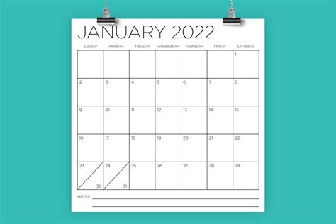 2022 Monthly Calendar Printable