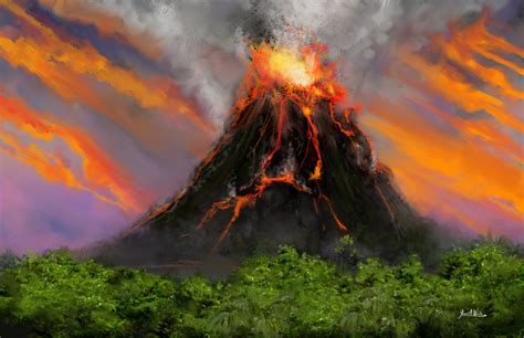 Artstation Volcano Island Speed Painting Joseph Wraith