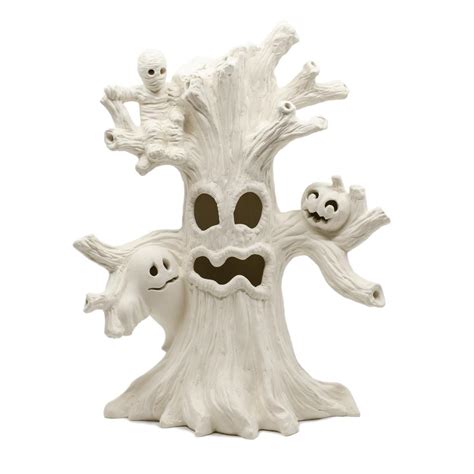 Haunted Halloween Tree Light Up By Gare Leaders In Ceramic Bisque And