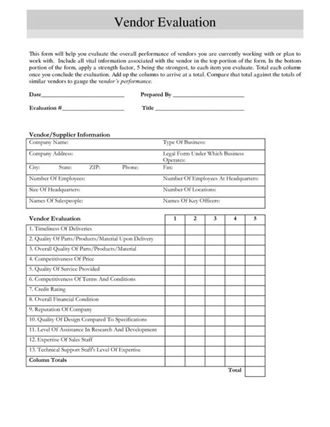 Printable Supplier Evaluation Checklist Forms And Templates My Xxx Hot Girl