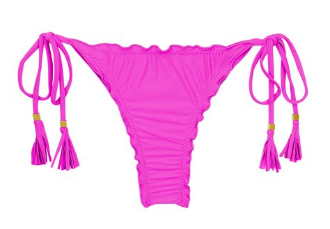 Magenta Scrunch Thong Bikini Bottom With Wavy Edges Bottom Uv Pink