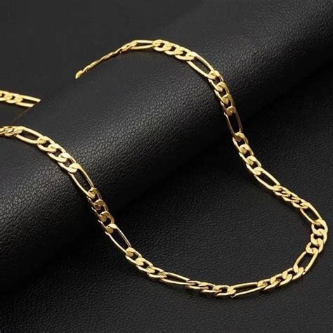 18k Gold Figaro Necklace Chain Gold Plated Mens Gold Necklace Etsy