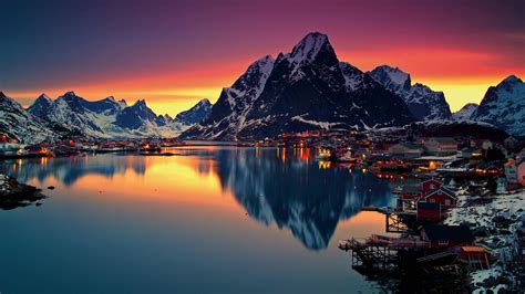 3840x2160 Resolution Lofoten Sunrise Near Sea Mountains Norway Island