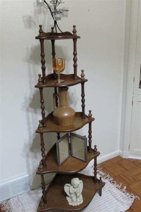 Corner Shelf Vintage Wood 5 Tier Stand Assemble Required Etsy