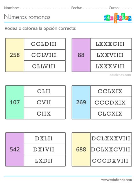 Números Romanos Para Niños Ejercicios Y Cuaderno Pdf