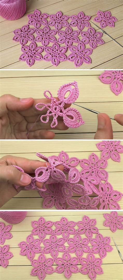 Crochet Lace Flower Motif Tutorial Crochet Lace Pattern Irish Lace