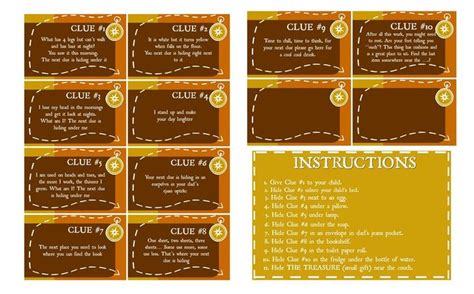 At Home Treasure Hunt with 10 Clues - Free Printable - PLAYTIVITIES