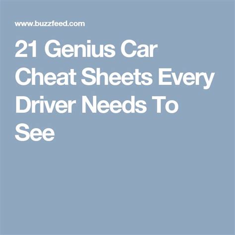 21 Genius Car Cheat Sheets Every Driver Needs To See Car Hacks