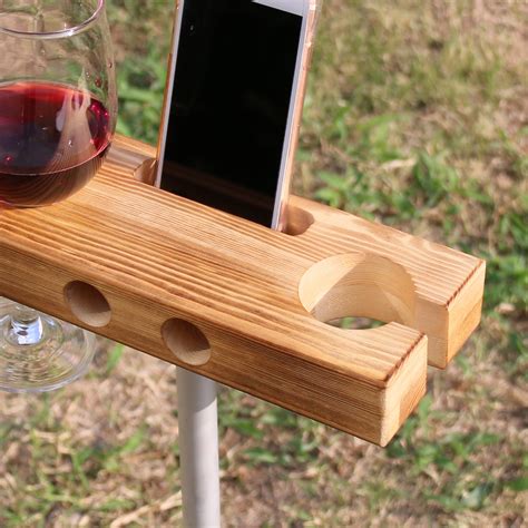 Additional storage, solid wood, stemware holder. MS handmade outdoor wooden Wine Glass Holder phone Dock ...